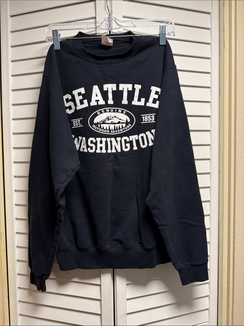 Port and Company Black Seattle Washington Crewneck Sweatshirt